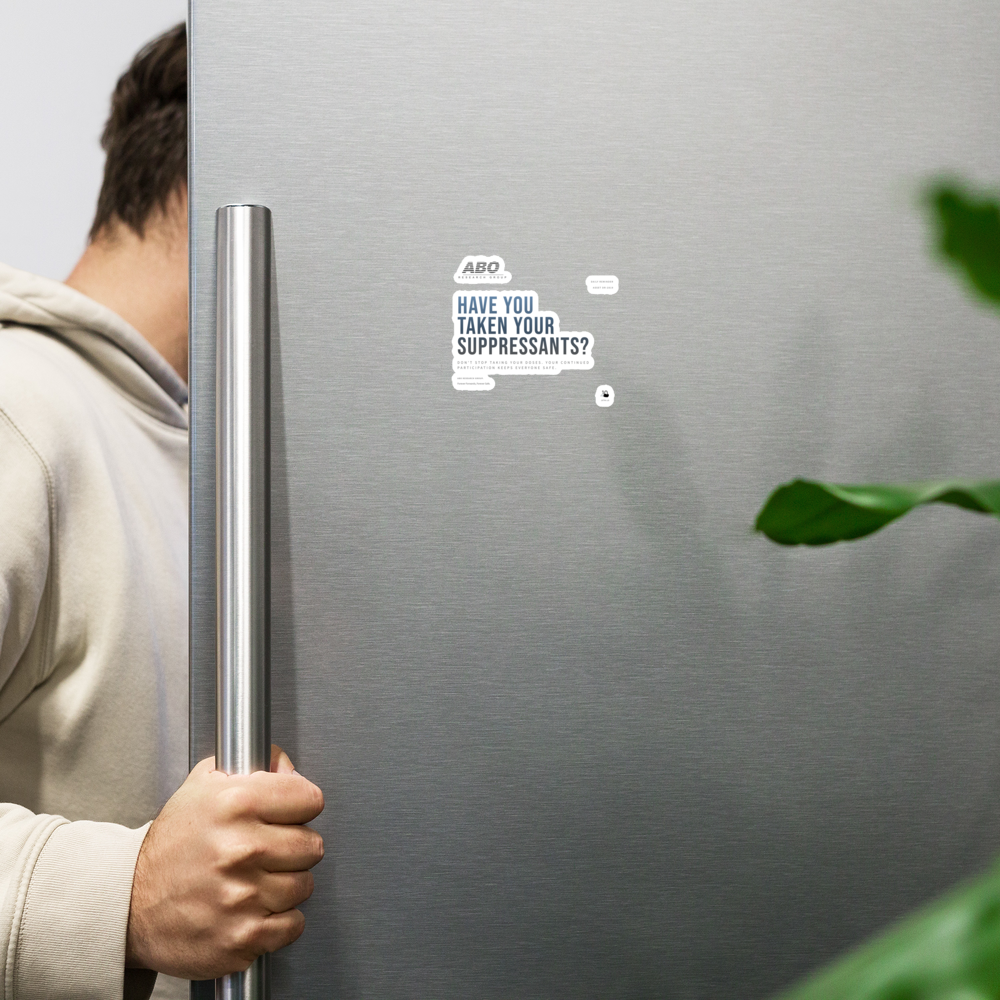 Medication Reminder die-cut compliance magnet in white — alternate size view