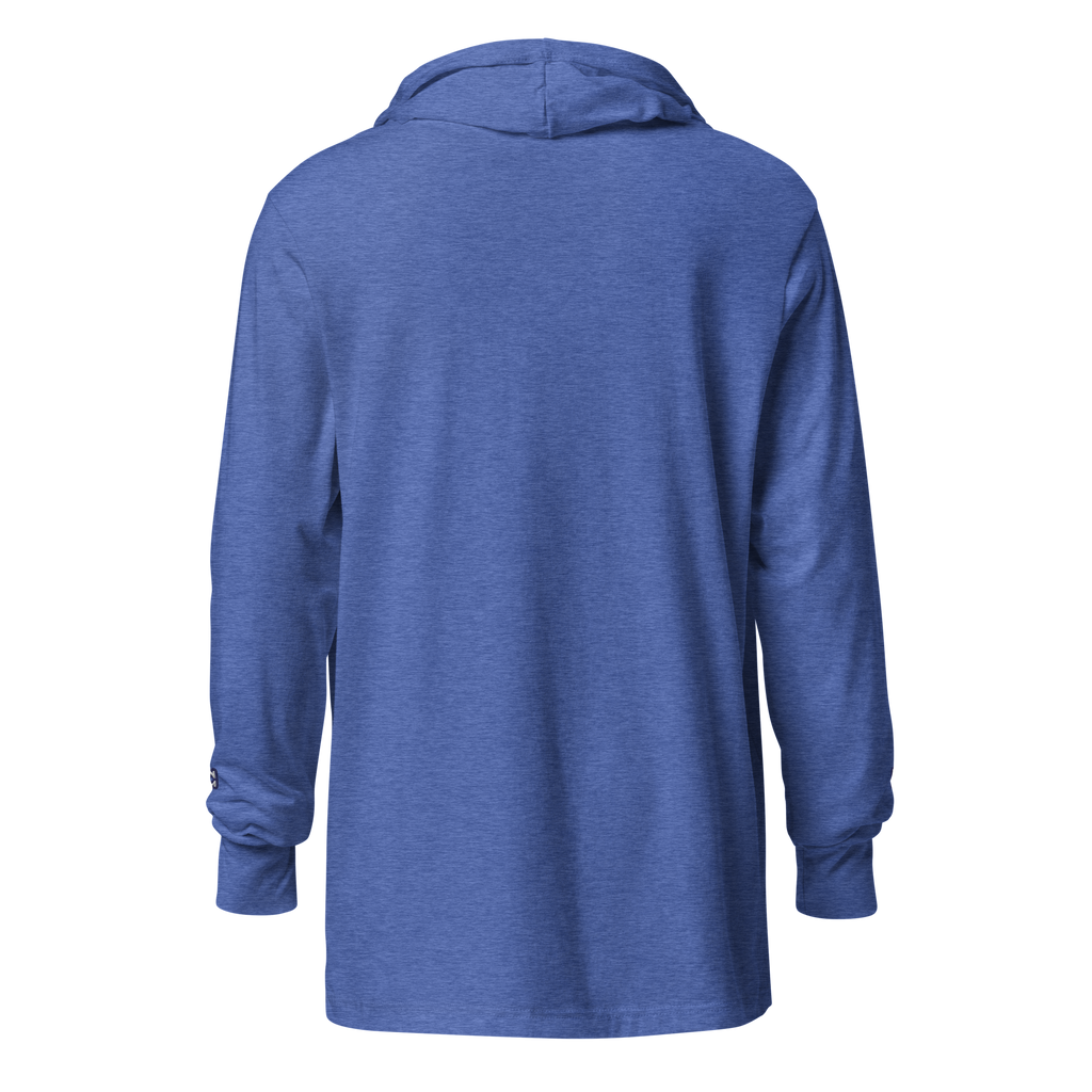 Baseline Layers hooded long-sleeve tee in heather true royal — alternate view
