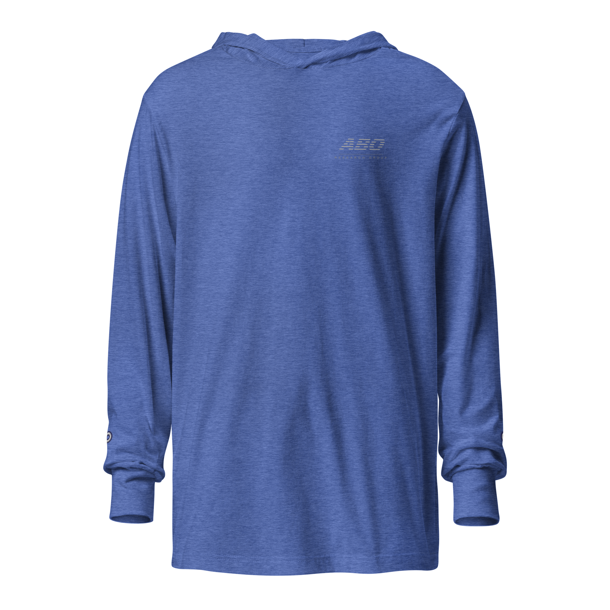 Baseline Layers hooded long-sleeve tee in heather true royal — alternate view