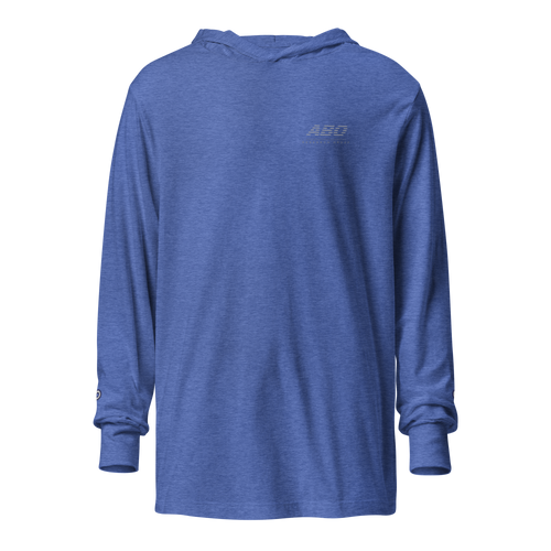 Baseline Layers hooded long-sleeve tee in heather true royal — alternate view