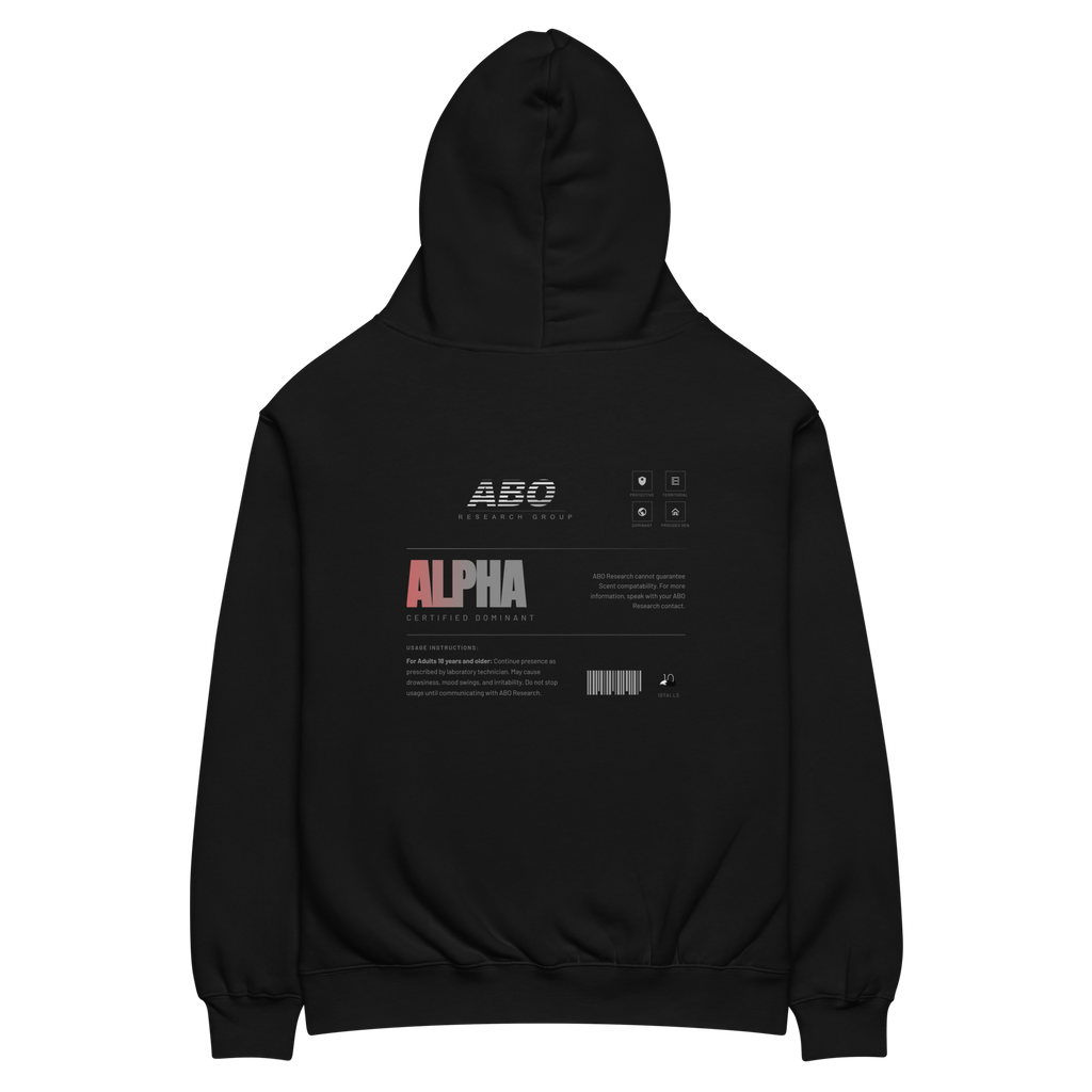 Standard Issue Comfort Top in black, rear view — ABO classification panel reading ALPHA, Certified Dominant